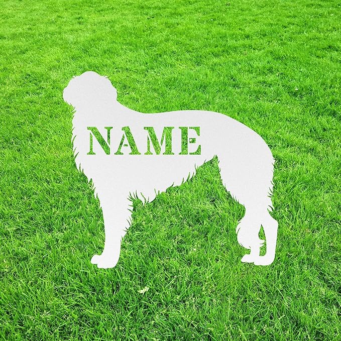 Custom Borzoi White Yard Statue Stake,Custom Borzoi Outdoor Garden Art Decor,Memorial Remembrance Sculpture for Yard Garden Porch Lawn Grassland Park Farm Flowerpot Decor.