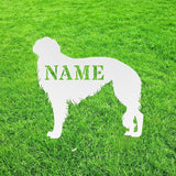 Custom Borzoi White Yard Statue Stake,Custom Borzoi Outdoor Garden Art Decor,Memorial Remembrance Sculpture for Yard Garden Porch Lawn Grassland Park Farm Flowerpot Decor.