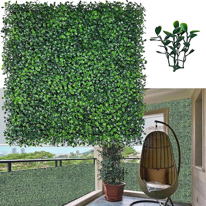 ODTORY Artificial Grass Wall Backdrop Panels,20X20 in 12P UV-Anti Greenery Boxwood Panels for Indoor Outdoor Green Wall Decor & Ivy Fence Covering Privacy