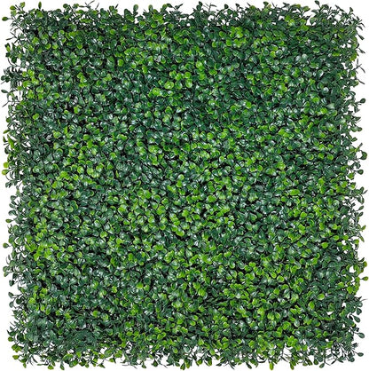 ODTORY Artificial Grass Wall Backdrop Panels: 10 by 10 in (24 Pcs) UV-Anti Greenery Boxwood Panels for Indoor Outdoor Green Wall Decor & Ivy Fence Covering Privacy