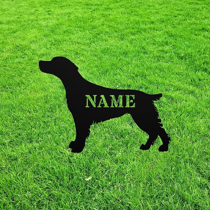 Personalized Brittany Spaniel Yard Statue Stake,Custom Metal Outdoor Garden Art Decor,Memorial Remembrance Sculpture Figurine for Yard Garden Porch Lawn Grassland Park Farm Flowerpot Decor.