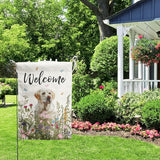 Floral White Lab Garden Flag Spring Summer House Flags 28x40 Double Sided Flower Dog Labrador Yard Flags for Outside Large Outdoor Welcome Flags, p-whitelab