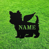 Yorkie Angel Wings Yorkshire Terrier Angel Statue For Garden Sign Memorial Ornament Metal Burial Bereavement Sympathy Gift Marker for Yard Garden Porch Lawn Grassland Park Farm Flowerpot Decor.