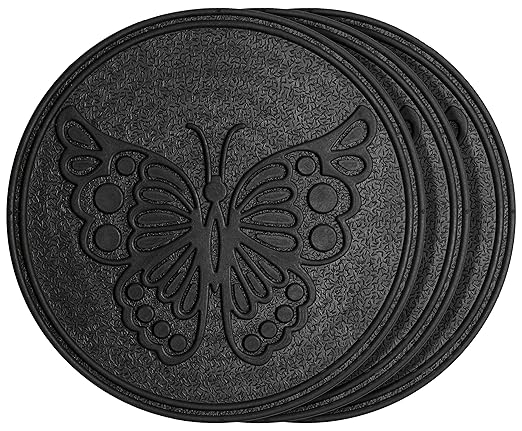 HF by LT Rubber Butterfly Garden Stepping Stone, Black, 11-3/4 inches, Set of 3