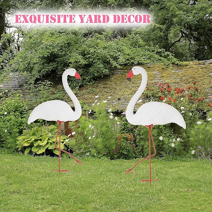 Galashield White Flamingo Yard Decorations Pack of 2 Flamingo Decor Ornaments for Outdoor Lawn and Garden