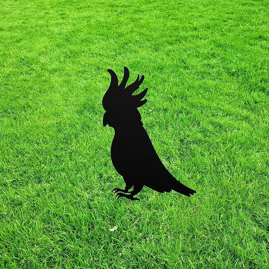 Cockatoo Yard Art Statue Stake Parrot Tropical Pet Metal Outdoor Garden Art Decor Memorial Sculpture Figurine Silhouette for Yard Garden Porch Lawn Grassland Park Farm Flowerpot Decor.