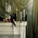 RunNico 200x36 Inch Large Size Green Halloween Creepy Cloth Decoration,Spooky Gauze Cloth,Halloween Haunted Cheesecloth for Halloween Stairway,Wall,Window Decorations,Outdoors Doorways Decor