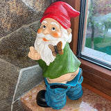 Mood Lab Garden Gnome - Pants Down Gnome with Middle Finger - 9.3 Inch Tall Outdoor or Indoor Decor