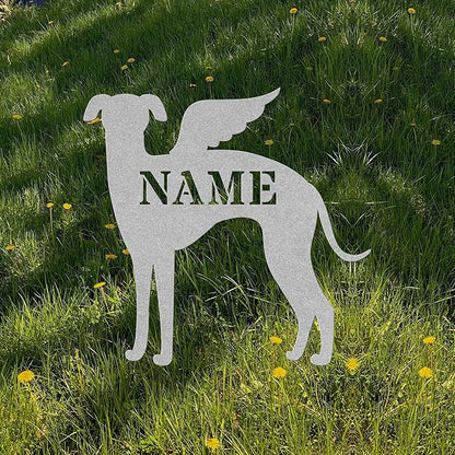 Italian Greyhound Angel Wings Statue Figurine For Garden Sign Memorial Ornament Metal Burial Bereavement Sympathy Grave Marker for Yard Garden Porch Lawn Grassland Park Farm Flowerpot Decor.