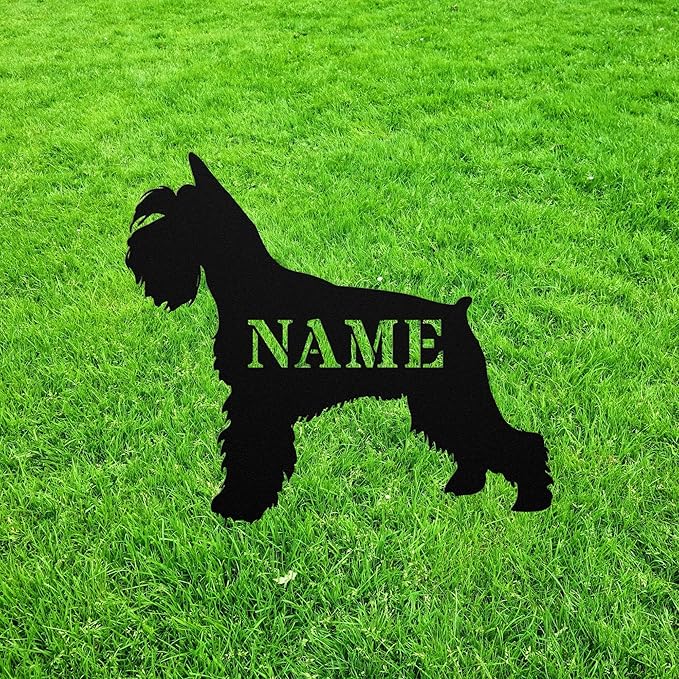 Personalized Miniature Schnauzer Docked Ears Garden Statue Stake Custom Outdoor Yard Art Decor Memorial Remembrance Sculpture for Yard Garden Porch Lawn Grassland Park Farm Flowerpot Decor.