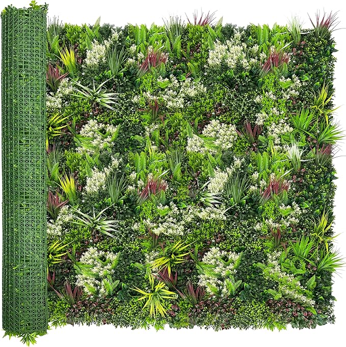 ODTORY Artificial Plant Wall Panels: 70"×120" UV-Anti Faux Grass Wall Backdrop Boxwood Ivy Fence Privacy Screen Fake Greenery Leaf Hedge for Outdoor,Indoor,Garden,Backyard and Home Decor