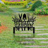 Custom Metal Garden Tools Sign with Stakes, Personalized Garden Name Sign, Yard Art, Patio Decorations, New Home Gift, Garden Decorative, Gardening Tools Sign for Outdoor, Large Housewarming Gift