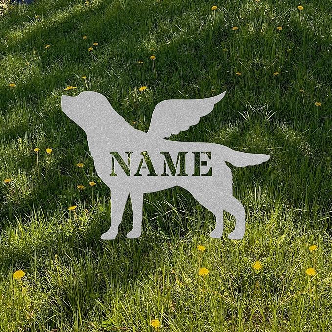 Labrador Angel Wings Black Lab Angel Statue Figurine For Sign Memorial Ornament Metal Burial Bereavement Sympathy Gift Grave Marker for Yard Garden Porch Lawn Grassland Park Farm Flowerpot Decor.