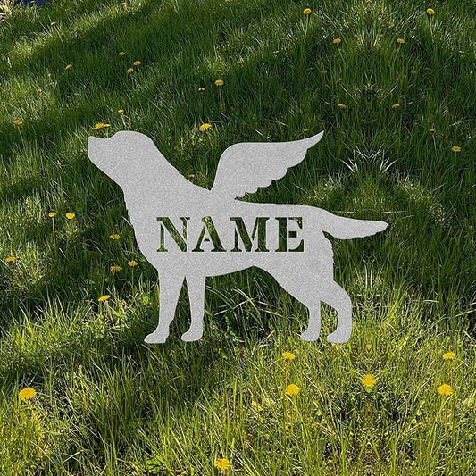 Labrador Angel Wings Black Lab Angel Statue Figurine For Sign Memorial Ornament Metal Burial Bereavement Sympathy Gift Grave Marker for Yard Garden Porch Lawn Grassland Park Farm Flowerpot Decor.
