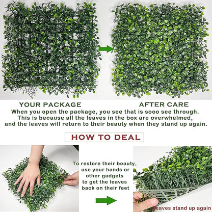 Bybeton 8-Pack Artificial Boxwood Panels (10"x10"), 5-Year UV-Proof Greenery Wall with 2-Inch Thick Leaves, Covers 5.5 Sq.Ft. for Outdoor Privacy Fence, Patio & Indoor Wall Decor