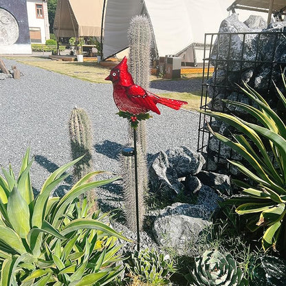 Cardinal Garden Stakes Solar Birds Lights Decorations Outdoor Waterproof, Decorative Solar Fence Pathway Lights Outdoor Garden, Cardinal Outside Patio Backyard Valentine's Day Decor