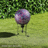 Alpine Corporation 10" Diameter Indoor/Outdoor Glass Mosaic Gazing Globe Yard Decoration, Purple Embossed Tile