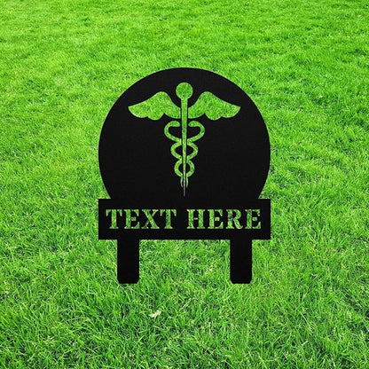 Personalized EMS Medical Yard Statue Stake,in Heaven Metal Outdoor Garden Art Decor,Memorial Remembrance Sculpture Figurine for Yard Garden Porch Lawn Grassland Park Farm Flowerpot Decor.
