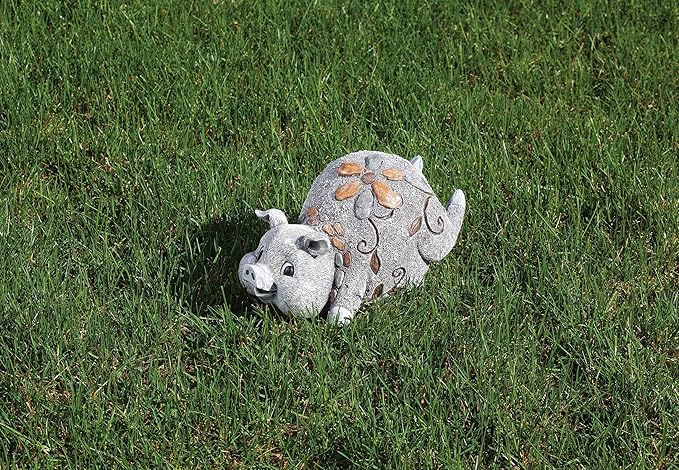Roman Garden - Pebble Pig Statue, 6H, Garden Collection, Resin and Stone, Decorative, Garden Gift, Home Outdoor Decor, Durable, Long Lasting