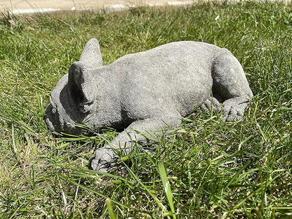 French Bulldog Stone Garden Statue | Reconstituted Outdoor Puppy Dog Lawn Ornament - Made in UK