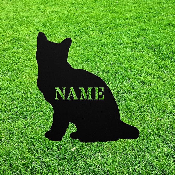 Personalized Bombay Cat Yard Statue Stake,Custom Metal Outdoor Garden Art Decor Memorial Remembrance Sculpture for Yard Garden Porch Lawn Grassland Park Farm Flowerpot Decor.
