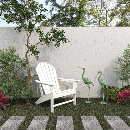 Deco 79 Metal Crane Decorative Garden Sculpture Indoor Outdoor Garden Statues with Coiled U Shaped Feet, Set of 2 Outdoor Sculptures 19"W, 47"H, Green