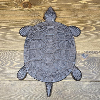 13" Cast Iron Turtle Stepping Stone – Heavy-Duty Rustic Brown Garden Paver, Decorative Outdoor Pathway Stone, Textured Design for Yard, Lawn, and Landscaping