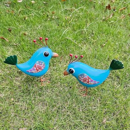 Blue Jay Garden Statue Metal Outdoor - Standing Bird Yard Art Sculpture, Lawn Ornament Decor for Patio Garden, Housewarming Birthday Gift for Her, Women