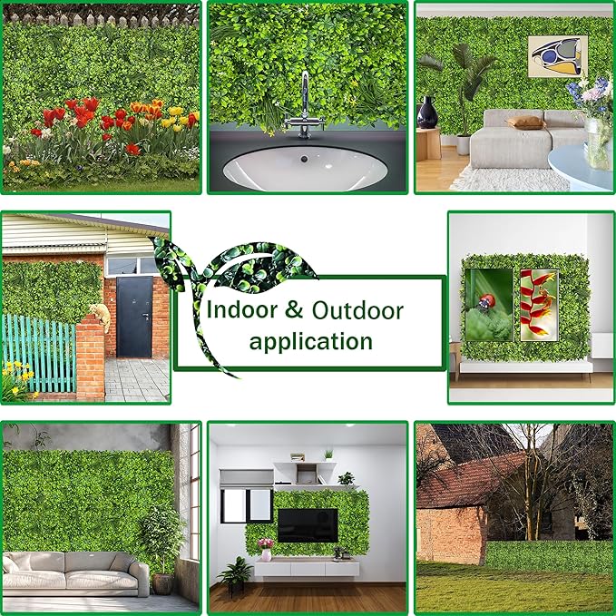 ODTORY Artificial Plant Wall Roll: 48 X120 in (40 sqft) UV-Anti Ivy Privacy Fence Screen Faux Greenery Panels Backdrop Boxwood Ivy Vine Leaf Hedge Fence for Indoor Outdoor Green Decor