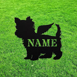Yorkie Poo Angel Wings Statue Figurine For Garden Sign Memorial Metal Bereavement Sympathy Yorkipoo Gift Grave Marker for Yard Garden Porch Lawn Grassland Park Farm Flowerpot Decor.