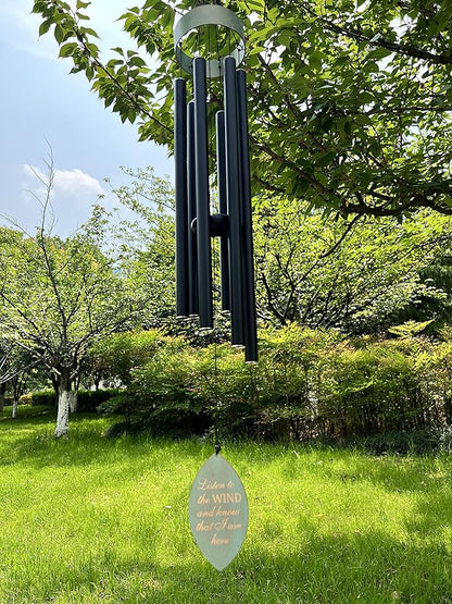 Large Wind Chimes Outdoors Deep Tone, Memorial/Sympathy Chime Gift for Mother's/Father's Day Clearance,Windchimes in Memory of A Loved One, 40in Black Bereavement Windchime Metal Garden Decor Outside