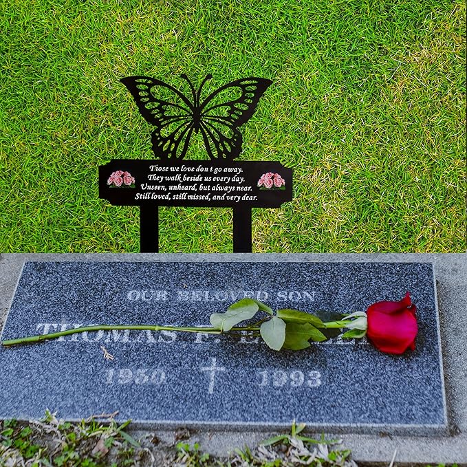 HOGIKUO Butterfly Memorial Stake for Grave Decoration, Grave Markers testing Time