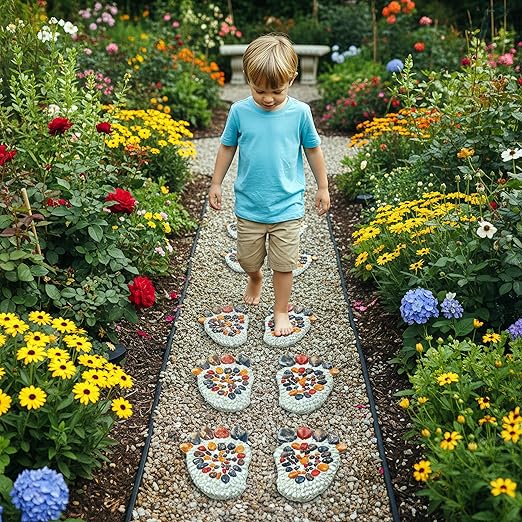 Outdoor Stepping Stone - Courtyard Entrance Paving Stone - Garden Sidewalk Decoration Stone Simulation Pebble (2-Piece Set) # B Small Size