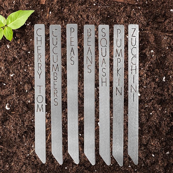 Customizable 12" Metal Garden Markers - Personalized Plant Labels, Herb & Vegetable Stakes, Outdoor Garden Signs, 80+ Varieties for Easy Plant ID (7 pack - 12 inches long)