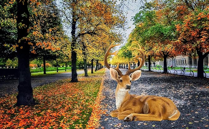 Resin Buck Male Deer Statue-Animal Figurines Garden Sculpture Accessories for Indoor Outdoor Decoration Rustic Lodge or Art Gifts for Father Birthday Anniversary Yard Lawn Decor