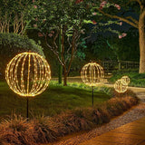LIGHTSHARE 12IN 96LED Light Ball Light Garden Yard Decoration Pathway Lights Sphere Light with Fold Flat Metal Frame Indoor Outdoor Waterproof, Plug in