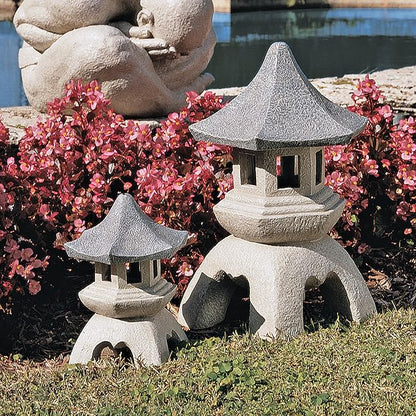 Design toscano ng999870 asian decor pagoda lantern outdoor statue, medium & large, two tone stone finish