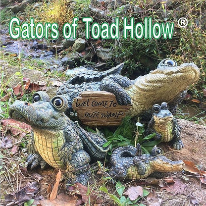 Toad Hollow Medium Whimsical Gator 2-Piece Home & Garden Alligator Figurines