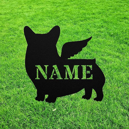 Corgi Angel Wings Statue Figurine For Garden Sign Memorial Ornament Metal Burial Bereavement Sympathy Gift Grave Marker for Yard Garden Porch Lawn Grassland Park Farm Flowerpot Decor.