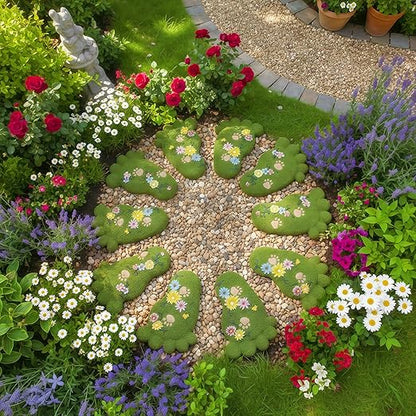 Garden Stepping Stones - Outdoor Decorations for Courtyards, Dog Footprint Stones, Lawn Stepping Stones Set, Resin (2-piece Set)