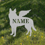 German Shepherd Angel Wings Statue Figurine For Garden Sign Memorial Ornament Metal Burial Bereavement Sympathy Gift Grave Marker for Yard Garden Porch Lawn Grassland Park Farm Flowerpot Decor.