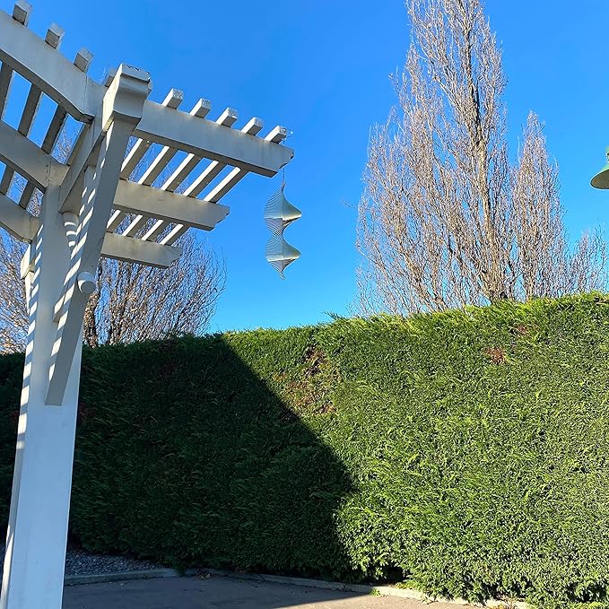 Wind Spinner Metal Garden Spinners Outdoor Garden Art for Backyard Outdoor Hanging Decor and Spinners for Yard and Garden Ornaments 3D Shape (White Gold Helix)