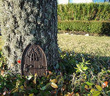 Lulu Decor 100% Cast Iron Miniature Fairy Door + 2 Windows with Glow in Dark Paint, Garden Ornament for Bottom of Trees (8 inches)