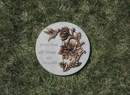 Garden at Home with God All Things Bronze Tone 9 x 9 Resin Stone Outdoor Decorative Stone