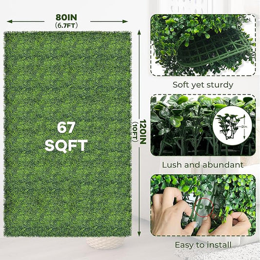 Artificial Ivy Privacy Fence Screen: 80"x 120" (67 SQFT) 4-Layer Leaf UV-Anti Faux Greenery Boxwood Backdrop Ivy Vine Leaf Fence Panels for Outdoor, Indoor, Garden,Backyard and Decor