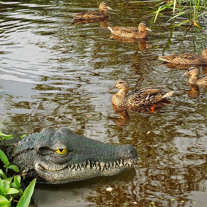 LUEUR Floating Alligator Head Garden Decor for Ponds & Pools – Realistic Crocodile Head Floating Ornament, Decorative Alligator Accent for Outdoor Water Features, Yard & Landscape Decoration
