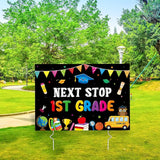 Class of 2026 Kindergarten Grad Yard Sign - Next Stop 1st Grade Graduate Lawn Sign with Stake Congrats Graduation Decorations Colorful Graduation Party Favors Supplies for Outdoor Photo Booth Props
