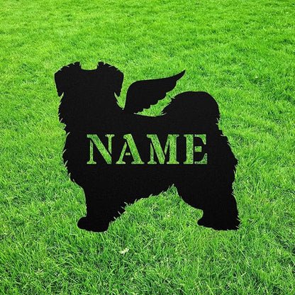 Norfolk Terrier Angel Wings Statue Figurine For Garden Sign Memorial Metal Burial Bereavement Sympathy Gift Grave Marker for Yard Garden Porch Lawn Grassland Park Farm Flowerpot Decor.
