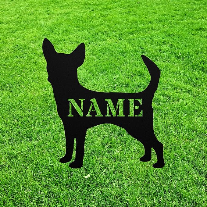 Personalized Chihuahua Garden Statue Stake,Custom Chihuahua Outdoor Yard Art Decor,Memorial Remembrance Sculpture,Outdoor Statue for Yard Garden Porch Lawn Grassland Park Farm Flowerpot Decor.