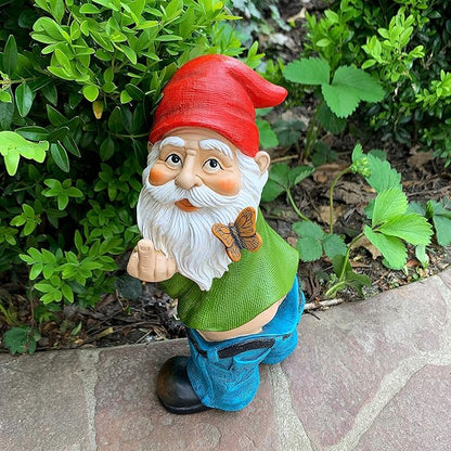 Mood Lab Garden Gnome - Pants Down Gnome with Middle Finger - 9.3 Inch Tall Outdoor or Indoor Decor